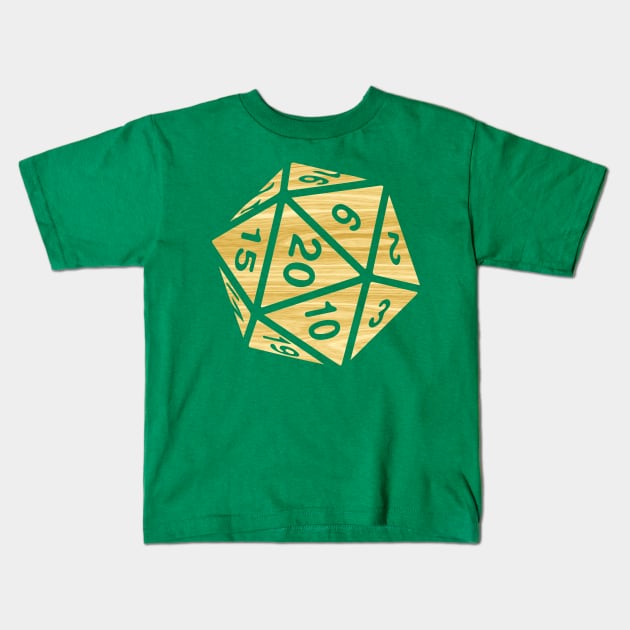 RPG Dice Shirt d20 | Enchanted Woods Design Wood Grain Pattern Kids T-Shirt by TeesByJay